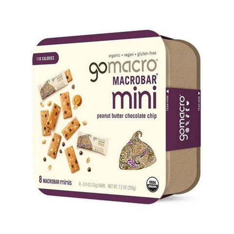 Gomacro, Organic Gluten Free Macro Mini Bars Peanut Butter Chocolate Chip, 8 Count