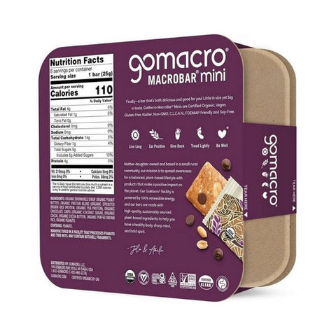 Gomacro, Organic Gluten Free Macro Mini Bars Peanut Butter Chocolate Chip, 8 Count
