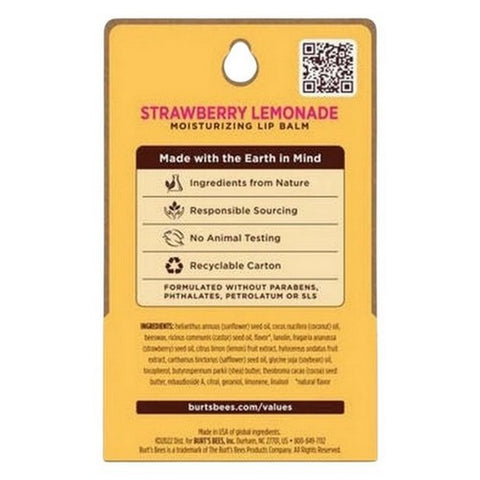 Burts Bees, Strawberry Lemonade Lip Balm, 2 Count