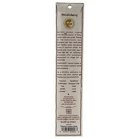 Pondicherry Natural Incense, Patchouli Incense Sticks, 15 Count