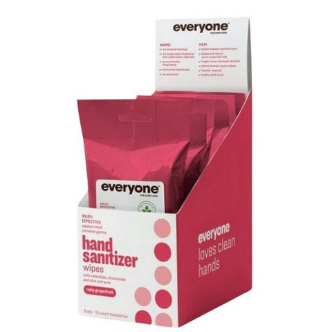 Everyone, Ruby Grapefruit Hand Sanitizer Wipes, 15 Count
