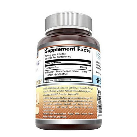 Amazing Nutrition, Amazing Formulas CoQ10 with Bioperine, 400 mg, 60 Softgels
