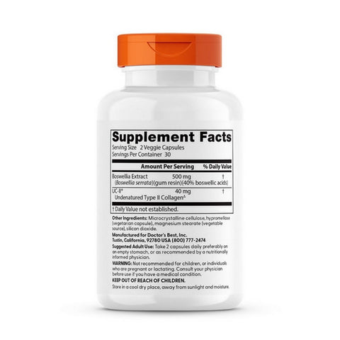 Doctors Best, Boswellia Extract + UC-II, 60 VegCaps