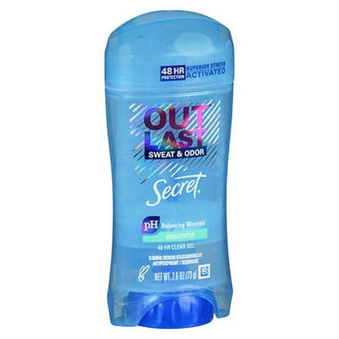 Secret, Outlast Anti Perspirant Deodorant Clear Gel Unscented, 2.6 Oz
