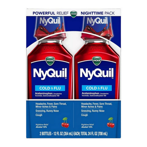Nyquil Cold & Flu Nighttime Relief Liquid Cherry 24 Oz by Vicks