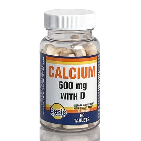 Basic Vitamins, Calcium With D, 600 Mg, 60 Tabs