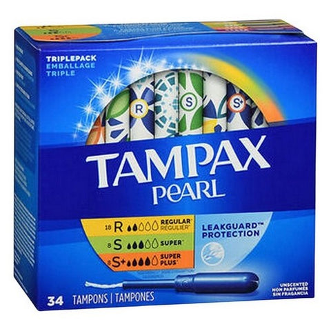 Tampax, Pearl Tampons Triple Pack Leakguard Protection Unscented, 34 Each