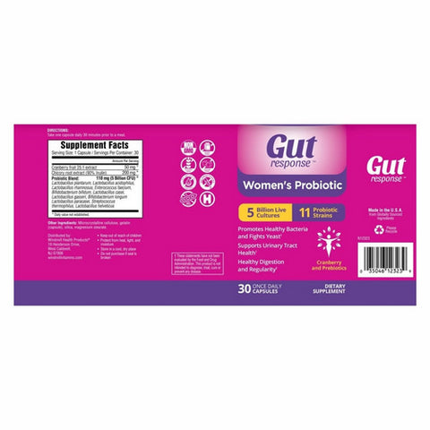 Gut Response, Gut Response Women's Probiotic, 30 Capsule