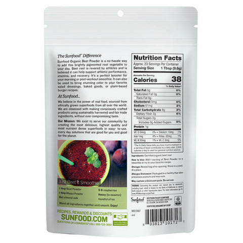 Sunfood Superfoods, Organic Beet Powder, 8 Oz