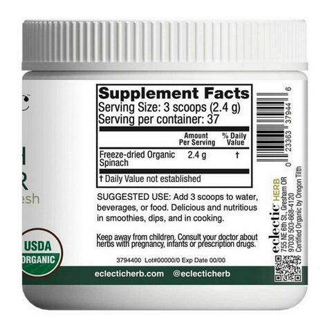 Eclectic Herb, Spinach Powder Freeze Dried Fresh, 3.2 Oz