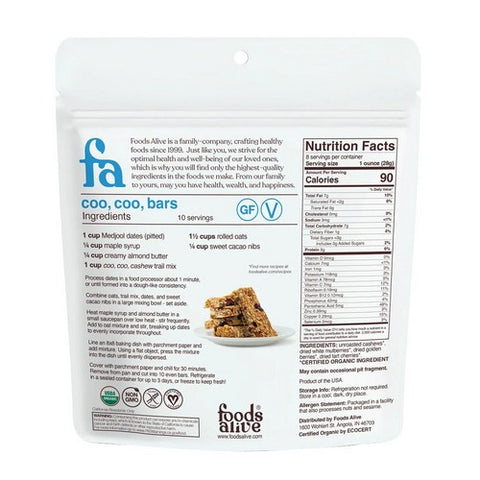Foods Alive, Coo Coo Cashew Trail Mix, 8 Oz