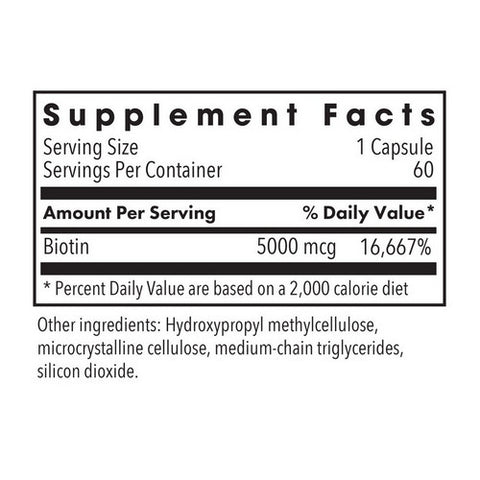 Nutricology/ Allergy Research Group, Biotin 5000 High Dose Biotin, 60 Veg Caps