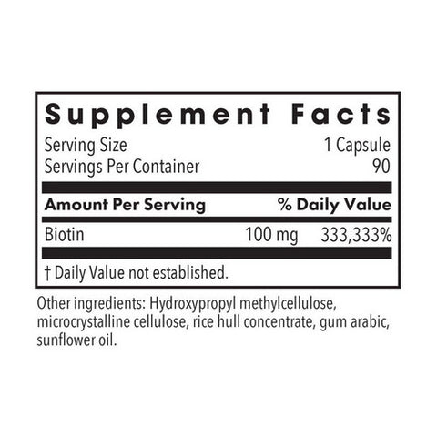 Nutricology/ Allergy Research Group, HiBiotin, 100 Mg, 90 Veg Caps