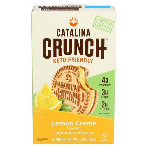 Catalina Crunch, Keto Friendly Lemon Creme Sandwich Cookies, 6.8 Oz(Case Of 6)