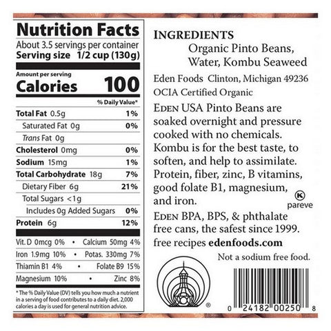 Eden Foods, Organic Pinto Bean, 15 Oz (Case Of 12)