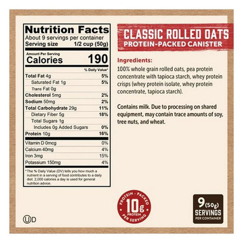 Kodiak Cakes, Protein Oats Classic Rolled Oats, 16 Oz (Case Of 12)