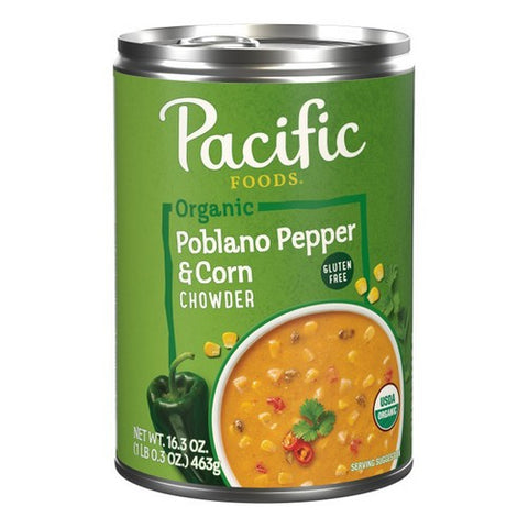 Pacific Foods, Organic Poblano Pepper And Corn Chowder Soup, 16.3 Oz (Case Of 12)