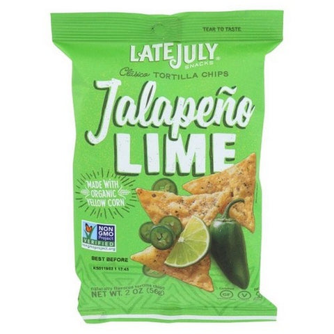 Late July, Clasico Tortilla Chips Jalapeno Lime, 2 Oz (Case Of 24)