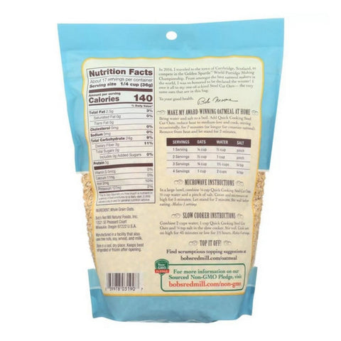 Bobs Red Mill, Quick Cooking Steel Cut Oats, 22 Oz(Case Of 4)