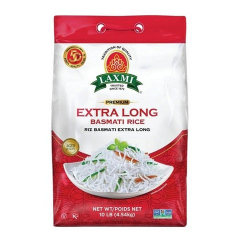 Laxmi, Rice Basmati Grain Extra Long, 10 Lbs(Case Of 4)
