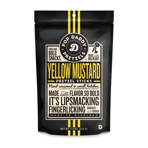 Pop Daddy Snacks, Yellow Mustard Pretzels, 7.5 Oz(Case Of 12)