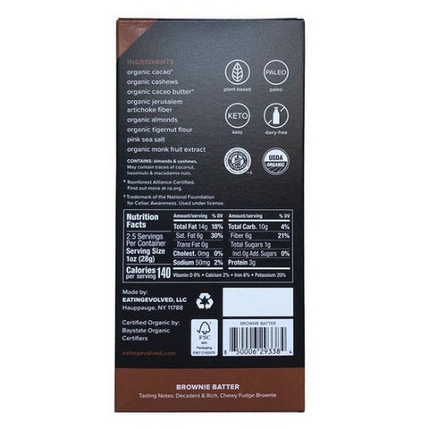 East Park Research, Brownie Batter Keto Chocolate Bar, 2.5 Oz(Case Of 8)