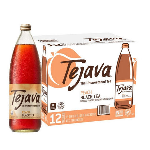 Tejava, Peach Black Tea Unsweetened, 1 Litre(Case Of 12) Tejava