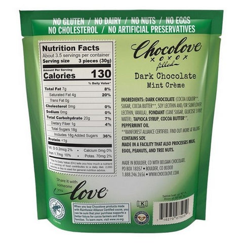 Chocolove, Dark Chocolate Mint Creme Bites, 3.5 Oz(Case Of 8)