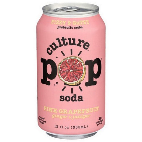 Culture Pop, Probiotic Soda Pink Grapefruit Ginger And Juniper, 12 Oz(Case Of 12)