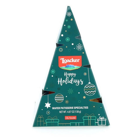 Loacker, Happy Holiday Christmas Tree Wafer And Chocolate, 4.87 Oz(Case Of 15)