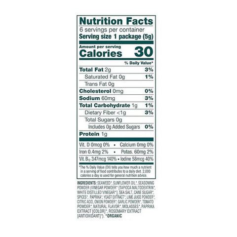 Gimme, Organic Chili Lime Roasted Seaweed, 1.02 Oz(Case Of 8)