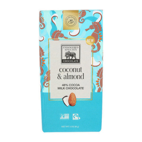 Endangered Species, Milk Chocolate Coconut Almond, 3 Oz(Case Of 12)