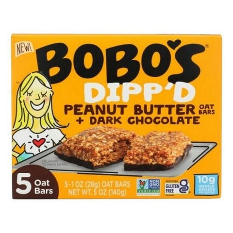 Bobo's Oat Bars, Dipped Peanut Butter Oat Bar Plus Dark Chocolate, 5 Oz(Case Of 6)