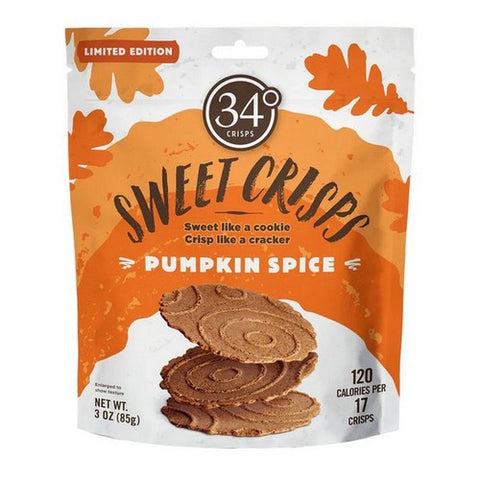34 Degrees, Pumpkin Spice Sweet Crisps, 3 Oz(Case Of 12)