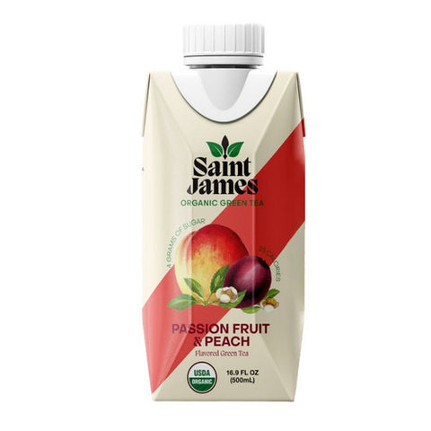 Saint James Brands Llc, Organic Green Tea Passion Fruit And Peach, 16.9 Oz (Case Of 12)
