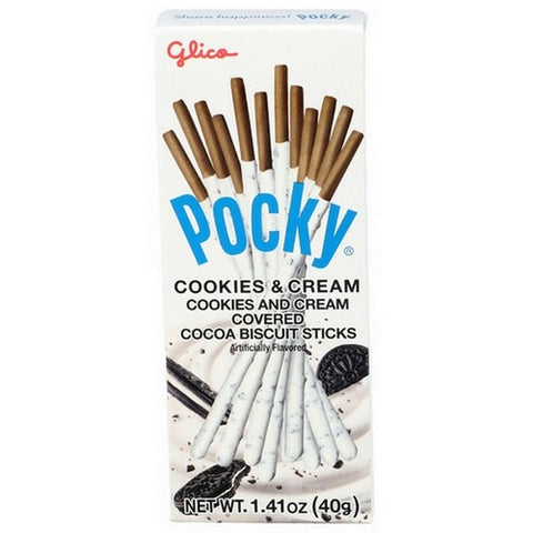 Glico, Pocky Cookies And Cream Dipped Cookie Sticks, 1.41 Oz(Case Of 20)