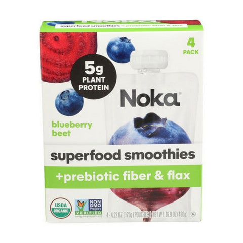 Noka, Superfood Smoothies Blueberry Beet Plus Prebiotic Fiber and Flax, 16.9 Oz(Case Of 6)