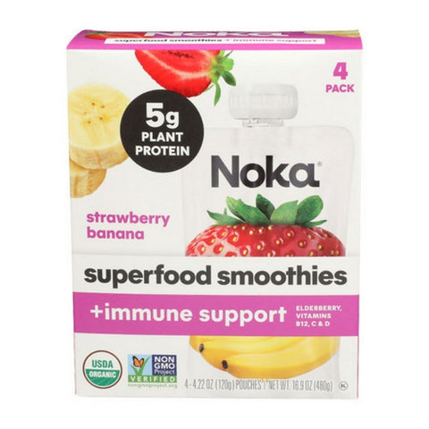 Noka, Superfood Smoothies Strawberry Banana Plus Immune Support, 16.9 Oz(Case Of 6)