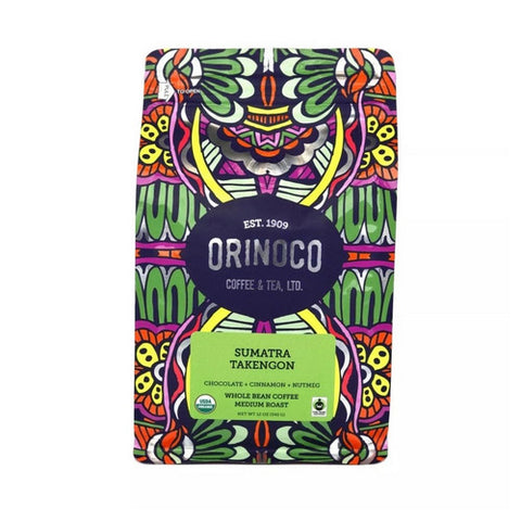 Orinoco Coffee Tea, Organic Sumatra Takengon Whole Bean Coffee, 12 Oz(Case Of 6)