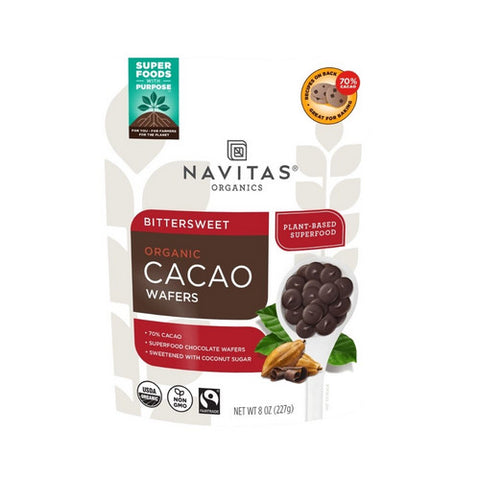 Navitas Organics, Organic Cacao Wafers Bittersweet, 8 Oz(Case Of 6)