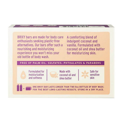 Brixy, Body Wash Bar Coconut Vanilla, 4 Oz