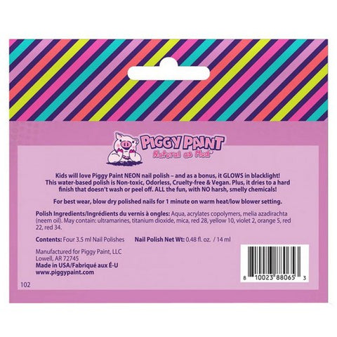 Piggy Paint, Neon Nail Polish Gift Set, 1 Count