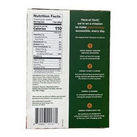 The Humble Co, Chocolate Peanut Butter Cup Caffeinated Energy Bar, 16 Count