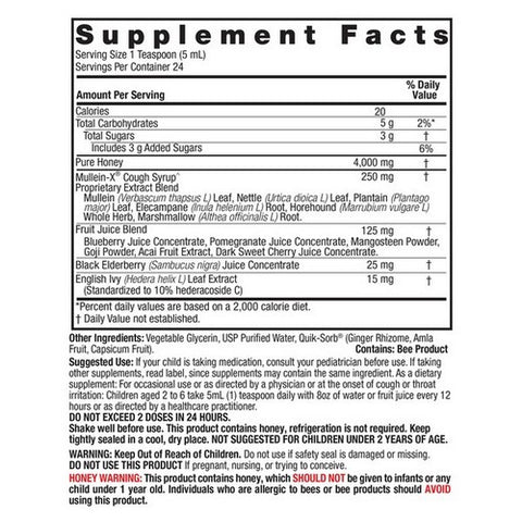 The Humble Co, Kids Natural Mullein-X Cough Syrup Alcohol Free, 4 Oz