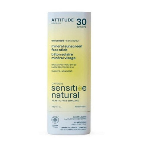 Attitude, Oatmeal Sensitive Natural Spf 30 Mineral Sunscreen Face Stick, 0.7 Oz