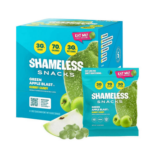 Green Apple Blast Gummy Candy 6 Count by Shameless Snacks