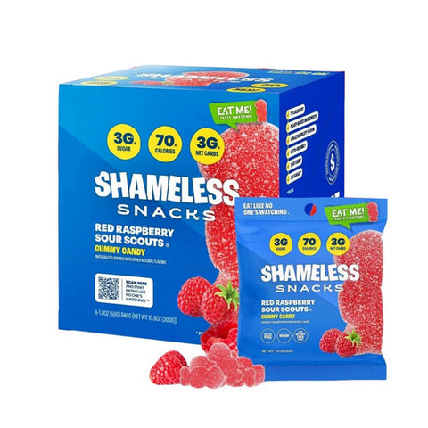 Red Raspberry Sour Scouts Gummy 6 Count by Shameless Snacks