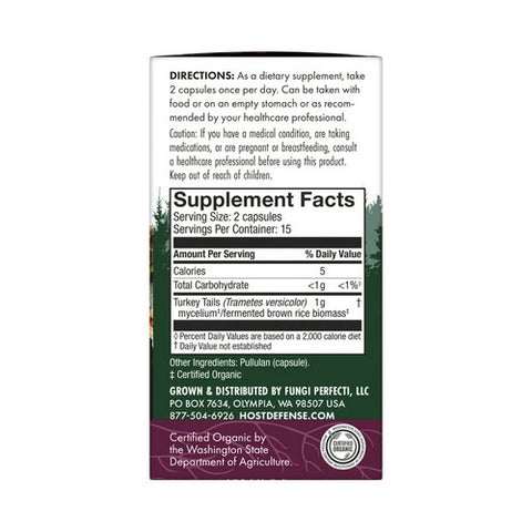 Host Defense, Turkey Tail Capsules, 30 Count