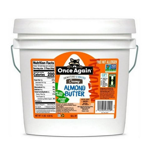 Once Again Nut Butter, Unsweetened And Roasted Creamy Almond Butter, 9 Lbs