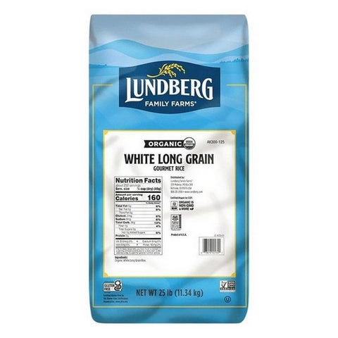Lundberg, Organic White Long Grain Rice, 25 Lbs
